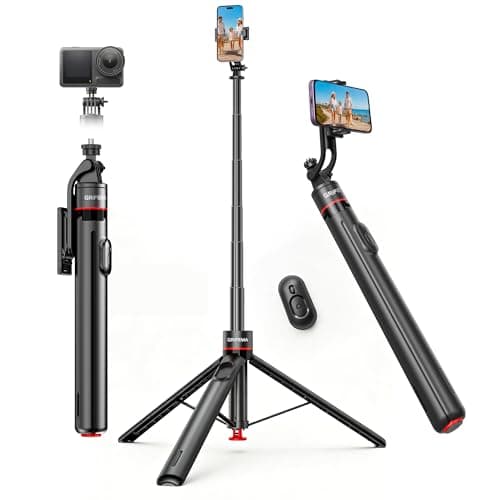 GRIFEMA 69" Phone Tripod, Auto Pop-Out Selfie Stick, Aluminum All in One