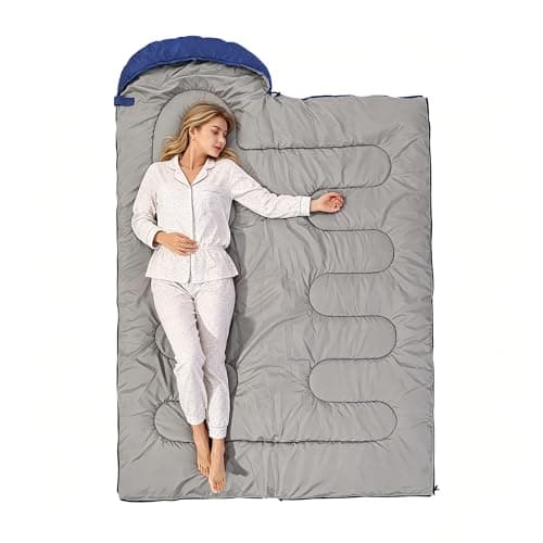 Sleeping Bag 3 Seasons (Summer, Spring, Fall) Warm & Cool Weather - Lightweight,Waterproof Indoor & Outdoor Use for Kids, Teens & Adults for Camping Hiking, Backpacking and Survival (Blue Green) — view 6