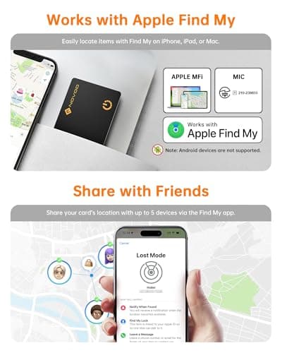 NOVOO Ultra-Slim Smart Card Bluetooth Tracker, 1.6mm Thin with 6-Year Battery, IP68 Waterproof GPS Item Finder, Apple Find My Compatible (iOS Only) Air Locator Tag for Wallet, Keys, Luggage, Passport — view 6