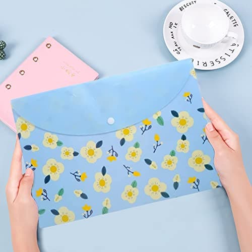 Plastic Wallets A4 Wallets Folders Document Organiser Floral Filing Document Folders A4 File Envelopes with Snap Closure 4pcs — view 4