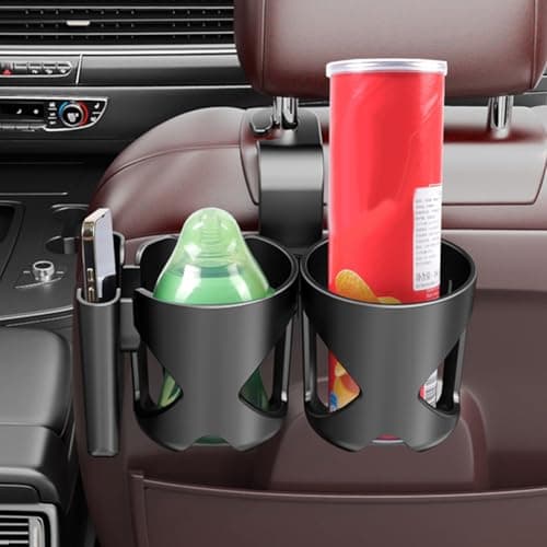 Back Seat for Car, Food Tray with High Load Capacity, with Bottle Holder for Headrest, for Drinks, Smartphone, Keys, Headphones, Travel, Road Trip — view 3