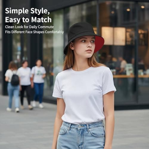 DXPETA 2 Pack Sun Hat for Men, Reversible Bucket Hat for Outdoor Activities, Lightweight UV Protection Fisherman Hat with Adjustable Chin Strap, Foldable Design for Travel and Daily Wear Black — view 5