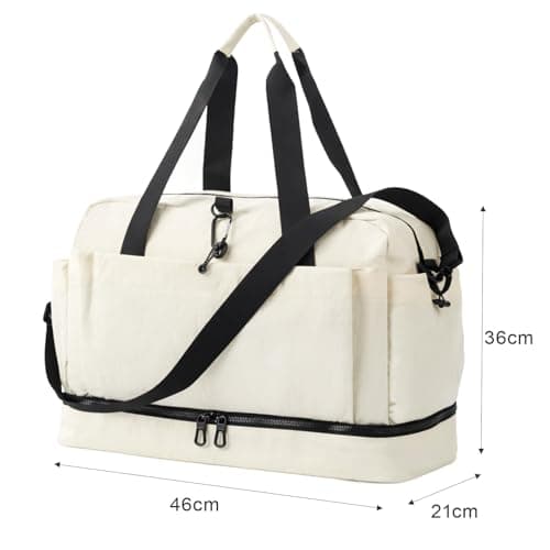 Minifactory 45–55L Large Canvas Travel Duffel Bag for Men, Expandable Travel Holdall Luggage Bag, Weekend Bag for Travel, Gym & Holiday, Multi-Pocket Heavy Duty Travel Duffles for Short Trips (Beige) — view 3