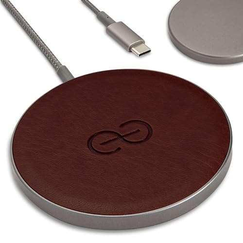 Dreem Empower Magnetic Wireless Charger Pad – Compatible with MagSafe for iPhone 17/16/15/14/13/12 & Qi-Certified Devices – Premium Vegan Leather [Coffee]