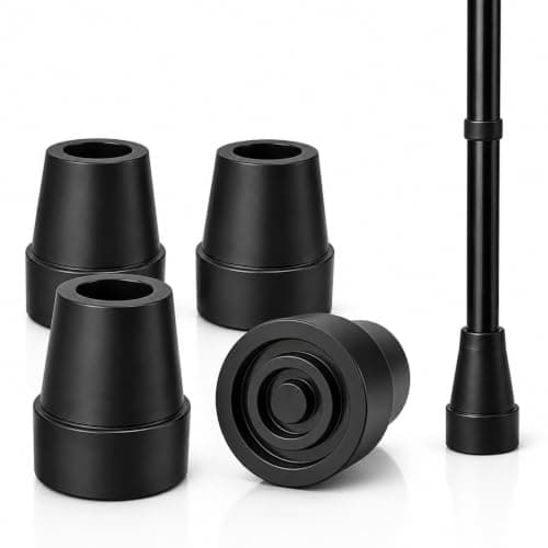 4 Pack 19mm Black Rubber Ferrules - End Caps Fits Walking Cane Sticks