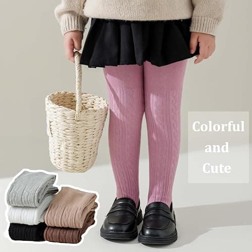 Marchare Baby Girls Tights Thick Solid Cable Knit Leggings Winter Warm Stockings For Toddler Girls 1-2T White 1 Pack — view 3