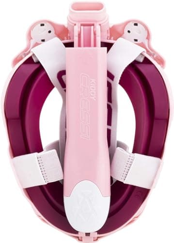 Cressi Kiddy Kids Full Face Snorkel Mask - Kids Snorkel Set with CO2-Safe Exhalation Valve - Soft Silicone Skirt & Swimming Mask Comfort - Family Owned Scuba Diving Equipment - Pink/Purple/White — view 3