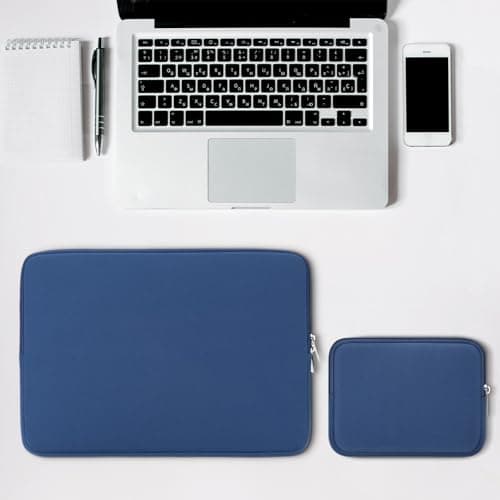 RAINYEAR 15.6 Inch Laptop Sleeve Case with Accessories Pouch, Navy Blue — view 5