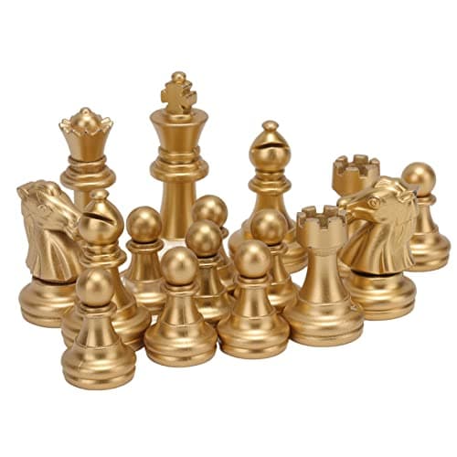 Jiawu 32 Pieces Chessmen with 1.93in King Figures, Gold and Silver — view 4