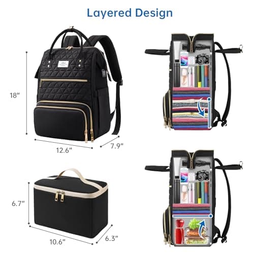 ETRONIK Laptop Lunch Backpack for Women, 17.3 inch Laptop Backpack — view 5