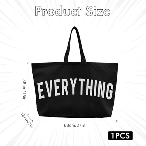 InfiniZer Black Tote Bag For Women Extra Large Canvas Beach Bag Durable Foldable Shopping Bags Perfect For College School Work Travel Gym Shopping — view 4