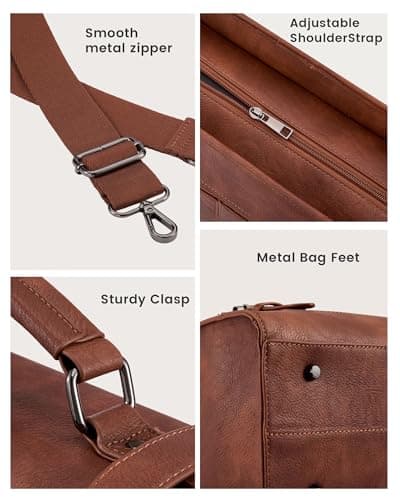 LOVEVOOK Messenger Bag Laptop Bag, 17.3 Inch Leather Vintage Briefcase for Men, Classic Shoulder Satchel Bag with Buckle Closure for Work Office Business College — view 6