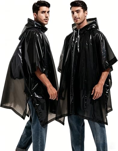 JXJIUA 2 Pack Rain Ponchos for Adults Men/Women, Black — view 5