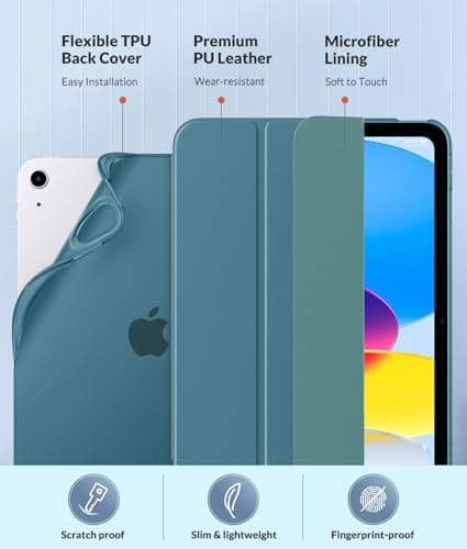 MoKo Slim Case for iPad (A16) 11th/10th Gen 2025/2022, Turquoise — view 4