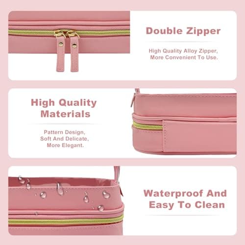 Sangula·Valley Makeup Bag 3 Pack, Double Layer Transparent Cosmetic Bag Organizer, Women's Toiletry Bag, Travel Essentials (Pink) — view 5
