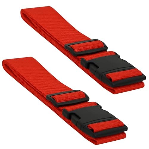 Pair Luggage Straps for Suitcases, Secure & Adjustable Luggage Straps, Lightweight Luggage Strap for Travel Long (96cm to 180cm) 2 Pc Red — view 3