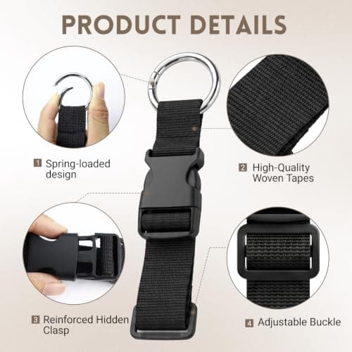 3 Pcs Add a Bag Luggage Straps Jacket Holder Strap with Ring Hooks & Buckle — view 3