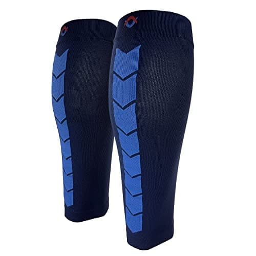 NV Compression 365 Calf Guards/Sleeves LARGE Blue/Sky Blue (PAIR) 20-30mmHg - For Sports Recovery, Shin Splints, Medical, Work, Flight - Running, Cycling, Gym