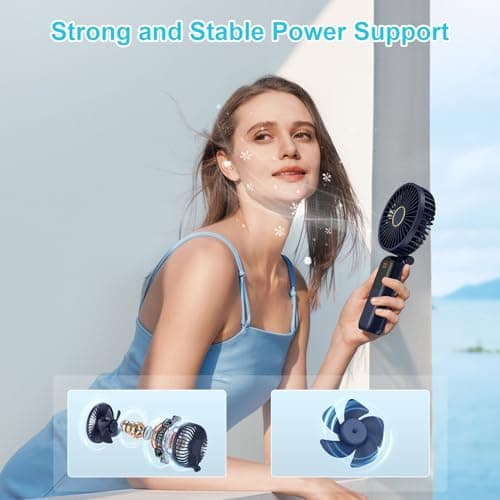 Handheld Fan Rechargeable, Portable Mini Fan Handheld with 5 Speeds 5000mah, Electric USB Small Hand Held Fans, Powerful Personal Fan Foldable Fans for Outdoor Office Travel Camping School Home — view 6