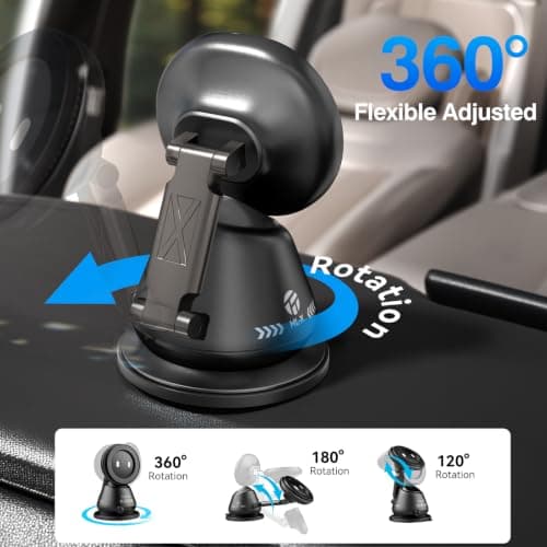 tounee Car Phone Holder for MagSafe [89LBS Strongest Suction & 3600gf Strongest Magnetic] 360° Adjustable Car Phone Mount, Dashboard Phone Holders for iPhone 17-12 Pro Max Air Plus - Black — view 6