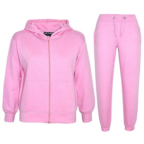A2Z 4 Kids Boys Girls Tracksuit Set Plain & Camouflage Fleece - Plain Tracksuit Baby Pink 9-10