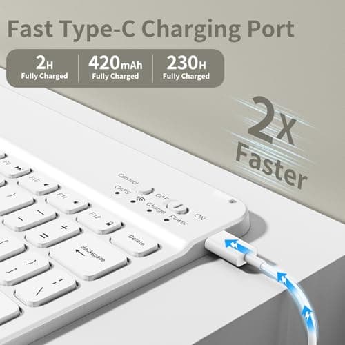 ZOYU Keyboard Case for iPad A16 2025, iPad 10th Gen 2022, Cream White — view 3
