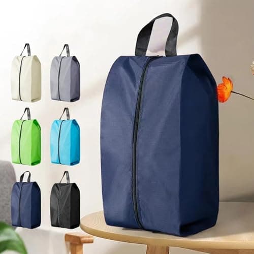 CJWLKJ 6Pcs Multi-Size Travel Shoe Bags Portable Travel Gifts Shoe Organizer with Zipper Closure, Waterproof Nylon Shoe Storage Organizer with Handle Travel Bags for Men and Women, Navy Blue — view 6