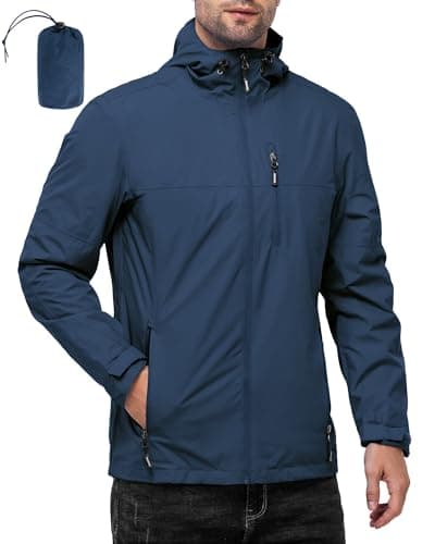 Outdoor Ventures Men's Waterproof Jacket Lightweight Windproof Rain Coats