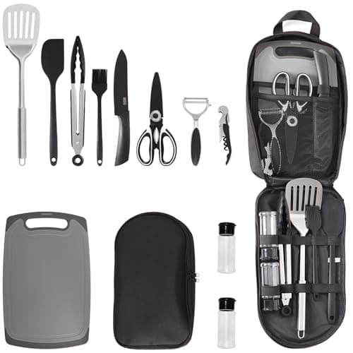 Lelezia Camping Essentials Accessories, 11 Pcs Cooking Utensils Set, Camping Utensils Set, Lightweight Portable Camping Gear Equipment for Car Kitchen Caravan Outdoor Hiking Picnic Rv