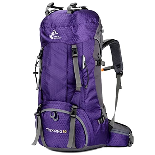 Bseash 60L Waterproof Hiking Camping Backpack with Rain Cover, Lightweight Outdoor Sport Travel Daypack Rucksack for Climbing Skiing