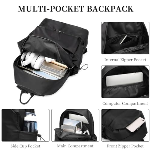seyfocnia Gym Backpack for Men, Waterproof Travel Backpack with Shoe Compartment, Lightweight Sports Gym Bag, Dark Black, 20 — view 3