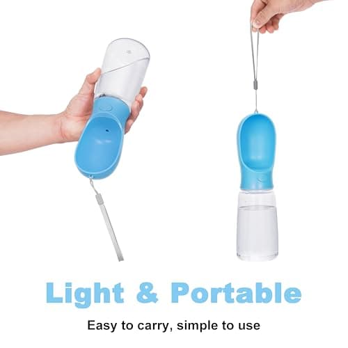 BARGAIN FACTORY Dog Water Bottle, Lightweight, Leak Proof Portable 550 ML Water Dispenser with Drinking Feeder for Pets Outdoor Walking, Hiking, Travel, Food Grade Plastic For Pets (Blue) — view 3