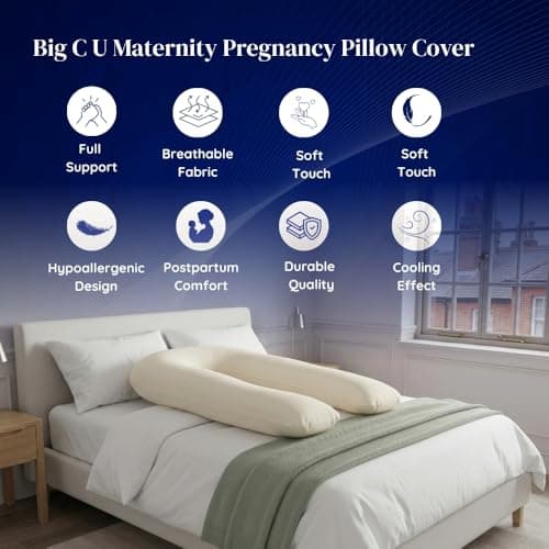 Big C U Shaped Maternity Pregnancy Full Body Support Pillow with Sky Blue Cover – Made in Britain - Super Soft Supportive Cushion with Super Bounce Hollowfibre Filling for Full Body Support — view 3
