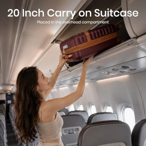 Kono 55x40x20cm Cabin Suitcase 20 Inch Carry On Luggage (Burgundy/Brown) — view 2