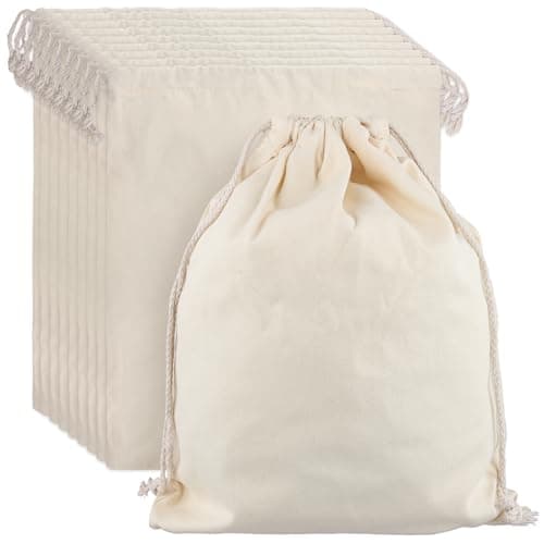 MUKSUET Set of 10, 40x34cm Canvas Drawstring Bags, Travel Portable Shoes Storage Bags with Drawstring for Organizer Travel, Shoes