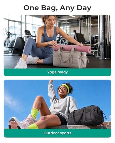 bagsmart Gym Bag for Women Puffy Yoga Mat Travel Weekender Duffle Bag, Pink — view 2