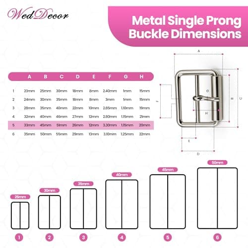 WedDecor Single Prong Metal Roller Buckle for Shoes, Belts, Handbags, Clothing Accessories, Webbing, Footwear, Luggage Bags, Leather Crafts, Silver, 45mm, 2pcs — view 2
