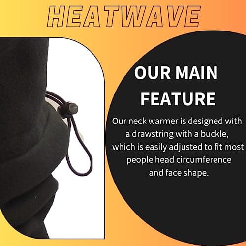 Heatwave Pack of 2 Mens Fleece Snood Neck Warmer Breathable Neck Gaiter Snoods with Adjustable Drawstring Winter Windproof Face Scarf Headwear for Skiing Running Cycling — view 6