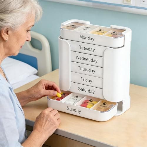 Compact Travel Tablet Container with 28 Divisions, White — view 2