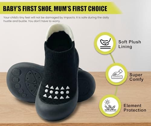 Dookeh Baby Shoes Boys Girls First Walking Shoes Non Slip Soft Sole Sneakers Toddler Infant Babygirl Sock Shoes (A2-Black, UK Footwear Size System, Toddler, Age Range, Medium, 12 Months, 18 Months) — view 6