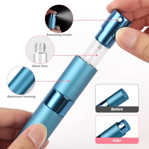 ACWOO Perfume Atomiser, 8ml Refillable Travel Size Perfume Bottle, Mini Aftershave Spray Bottle, Small Glass Fragrance Atomizer for Women, Portable Empty Cologne Refill Pump Dispenser for Men — view 3