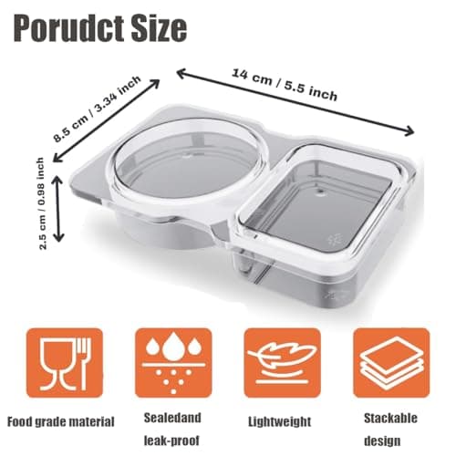 KHAOP Reusable Snack Pack Containers - Double Compartment Snack Containers, Portable Thickened and Reusable Snacks Packs, 2 Compartment Hinged Lid Clear Plastic Portion Cups (10pack) — view 2