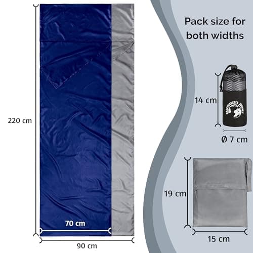 Backpacker's Journey Sleeping Bag Liner 155 g, Microfibre - Ultralight Travel Sheet 220 x 70 cm with Compression Sack — view 3