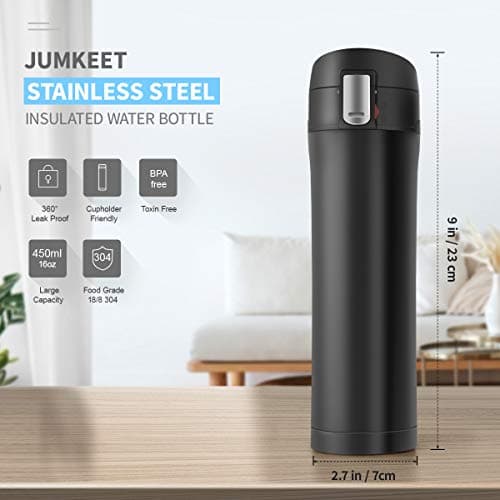 FAPPEN Double Walled Vacuum Flask Thermo, 500ml Stainless Steel Insulated Water Bottle, Flask for Hot and Cold Drinks, Travel Coffee Mug, Sports Water Bottle, Drinks Cup (Black) — view 4