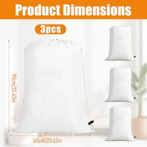 Yuaerbuo Extra Large Laundry Bags Drawstring 60×90cm/ 24"x 35", Ultra Light Foldable Travel Laundry Bag Reusable Dirty Clothes Washing Bags Fits Most Baskets Hampers as Liner(3 pcs) — view 2