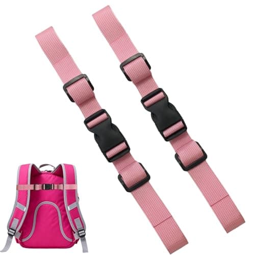 Zcbzbn Pack of 2 Chest Strap Backpack, Adjustable Chest Strap Backpack, Adjustable Chest Strap for School Bag, Nylon with Buckle, for School Backpack Outside Travel, pink, 2cm