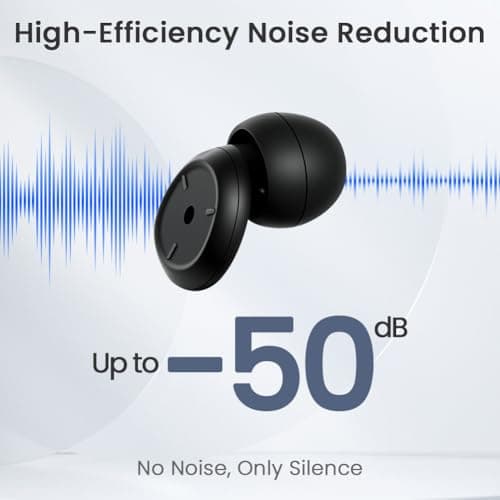 ABOHU Ear Plugs for Sleep, 50dB Noise Cancelling Hearing Protection Earplugs with 3 Tips in S/M/L, Ultra-Soft Reusable Silicone Noise-Reducing Earplugs for Sleep, Travel, Concerts & Work (Black) — view 5