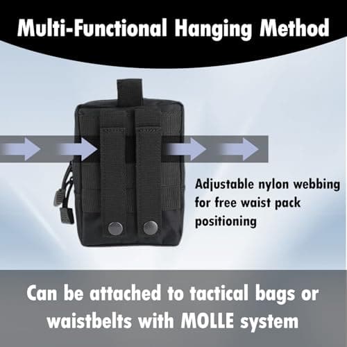 Multipurpose Tactical Molle Pouch, Small EDC Utility Belt Bag with Detachable Quick Release Strap, Multipurpose Waist Pack for Cell Phone, Gadgets & Outdoor Gear — view 4