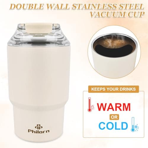 Philorn Coffee Cup Travel Mug, 14OZ/400ml Insulated Coffee Cup — view 5