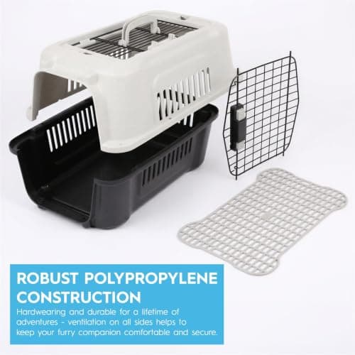 Harbour Housewares Cat Carrier Hard Sided Medium Pet Travel Box Grey — view 3